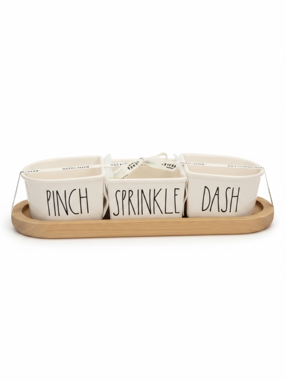 Rae Dunn 3-Piece Ceramic Condiment Bowl Set w/Tray & Spoon NWT